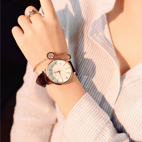 Brown - Polygonal dial design women watches luxury fashion dress quartz watch ulzzang popular brand white ladies leather wristwatch