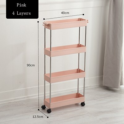 [variant_title] - Magic Union Kitchen Narrow Cabinet Four Layers Multifunctional Foor-standing Shelf Living Room Bathroom Quilted Storage Rack