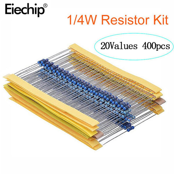 Default Title - 400pcs/lot 1/4W Metal Film Resistor Assortment Kit 10ohm - 1M ohm 1% Resistance set 1K/10K/4.7K/470/680 ohm electronic resistors