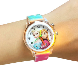 [variant_title] - Princess Elsa Children Watches Electronic Colorful Light Source Child Watch Girls Birthday Party Kids Gift Clock Childrens Wrist