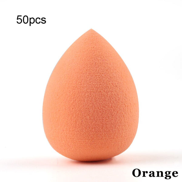 M Orange 50pcs - New Medium Makeup Sponge Water drop shape Make up Foundation Puff Concealer Powder Smooth Beauty Cosmetic makeup sponge tool