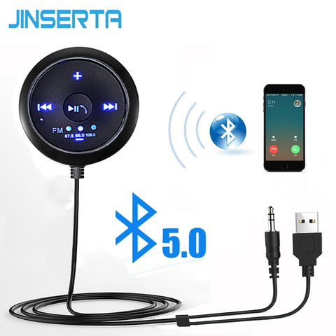 Default Title - JINSERTA 3.5mm AUX Bluetooth 5.0 Audio Receiver Car MP3 Player Music Adapter Handsfree LED Car Speaker Streaming Kit
