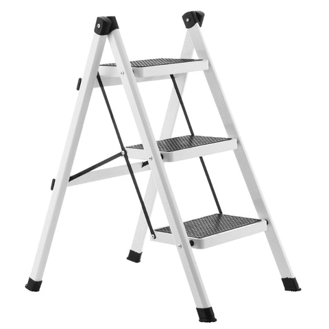 [variant_title] - folding step ladder stool three-step thickened iron pipe indoor ladder three-step ladder kitchen ladder