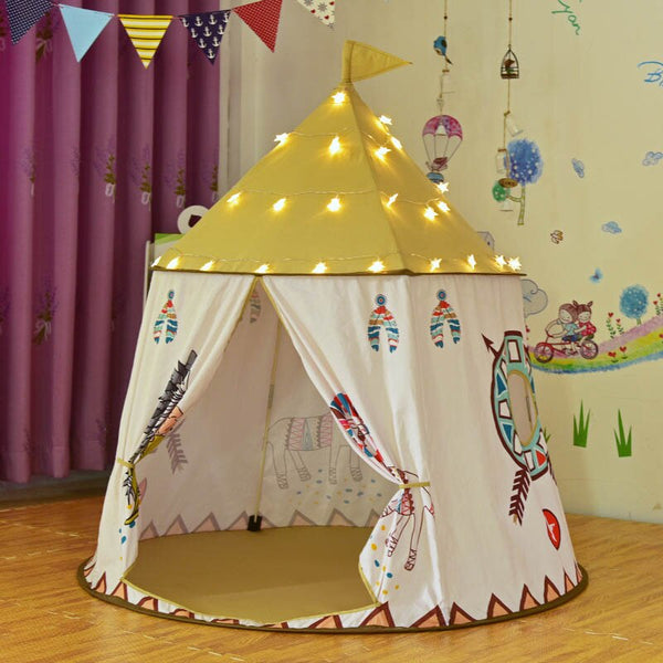 Warm white light - Little Lion Castle Indian Tent Indoor and Outdoor Baby Toy Children's Tent Game House for baby gifts