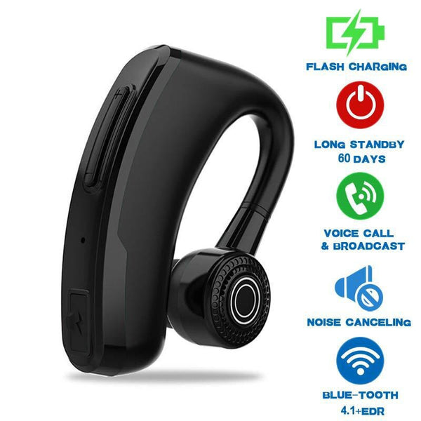 New black - New V9 Handsfree Wireless Bluetooth Earphones Noise Control Business Wireless Bluetooth Headset with Mic for Driver Sport