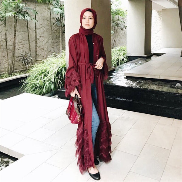 [variant_title] - Tassel Kaftan Dubai Abaya Kimono Robe Muslim Hijab Dress Abayas For Women Caftan Marocain Qatar Elbise Turkish Islamic Clothing