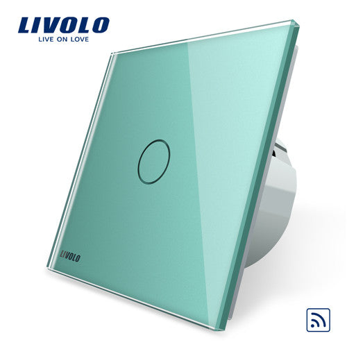Green - Livolo EU Standard Wall Light Remote Touch Switch,1gang 1way ,Glass Panel, AC 220~250V ,VL-C701R-1/2/3/5, No remote controller