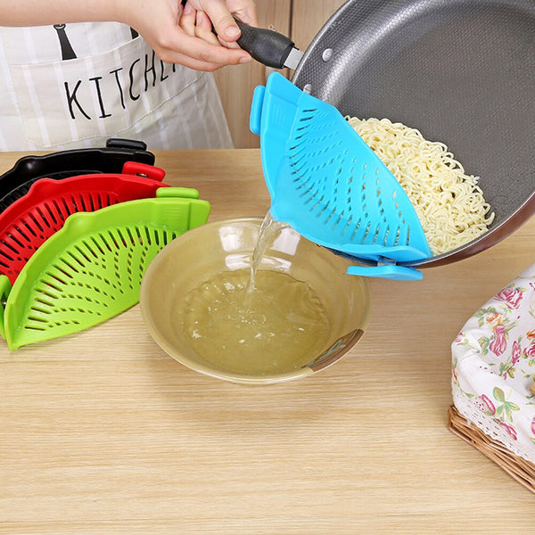 [variant_title] - Silicone Colanders Kitchen Clip On Pot Strainer Drainer For Draining Liquid Univers Draining Pasta Vegetable Tool DropShipping