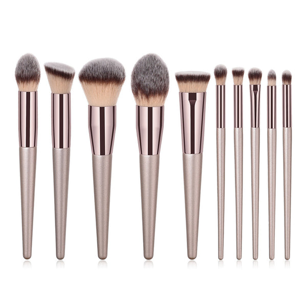[variant_title] - 10pcs/set Champagne makeup brushes set for cosmetic foundation powder blush eyeshadow kabuki blending make up brush beauty tool