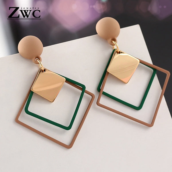 ZWC Fashion New Women's Acrylic Drop Earrings Hot Selling Long Dangling Earrings Gift For Women Party Wedding Jewelry Brincos