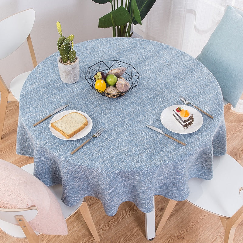 01 / 100cm round - Proud Rose Cotton Linen Table Cloth Round Wedding Party Table Cover Nordic Tea Coffee Tablecloths Home Kitchen Decor