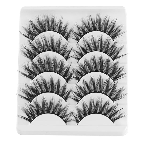 82-1 / 13mm - 5 Pairs 2 Styles 3D Faux Mink Hair Soft False Eyelashes Fluffy Wispy Thick Lashes Handmade Soft Eye Makeup Extension Tools