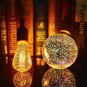 [variant_title] - Novelty 3D Fireworks Effect Vintage Incandescent Bulbs Retro Edison lamp E27 110V-220V Decoration lights A60 ST64 G80 G95 G125