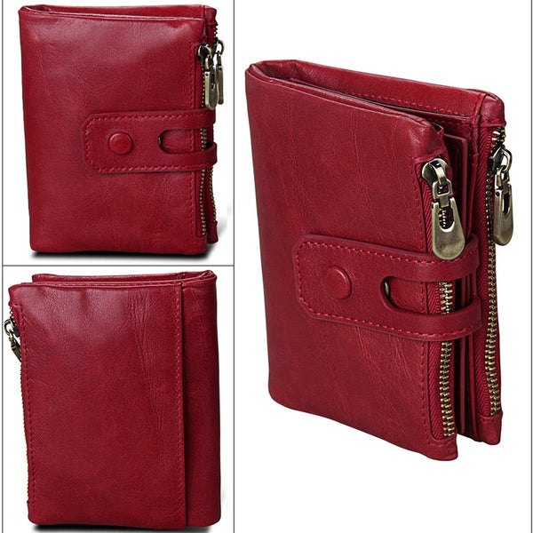 [variant_title] - 2018 Fashion Wallet Women Genuine Leather Wallets Female Hasp Double Zipper Design Coin Purse ID Card Holder Unisex Slim Wallet