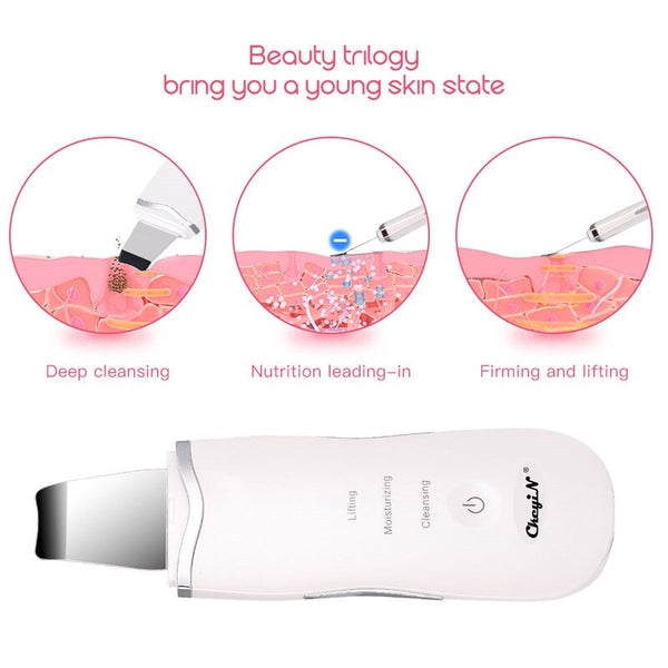 [variant_title] - Ultrasonic Ion Deep Cleaning Skin Scrubber Peeling Shovel Facial Pore Cleaner Blackhead Remover Face Lifting USB Rechargeable 49