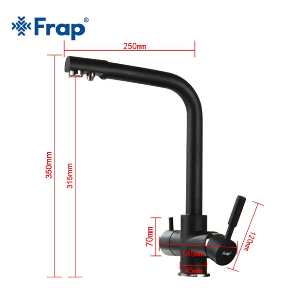 [variant_title] - Frap New Black Kitchen sink Faucet mixer Seven Letter Design 360 Degree Rotation Water Purification tap Dual Handle F4352 series