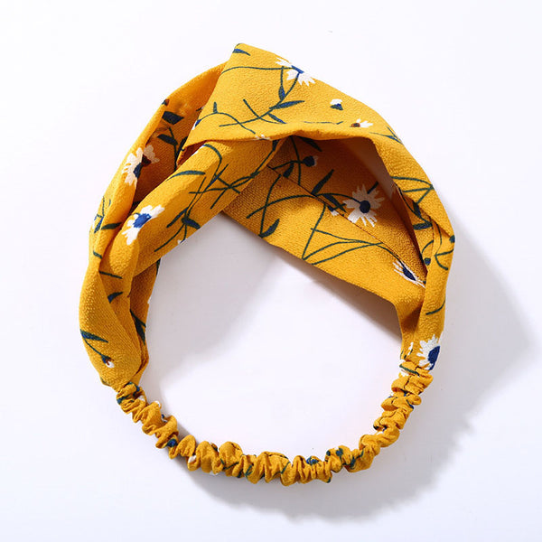 style 5 yellow - Cotton Women Headband Turban Solid Color Girls Knot Hairband Hair Accessories Twisted Ladies Makeup Elastic Hair Bands Headwrap