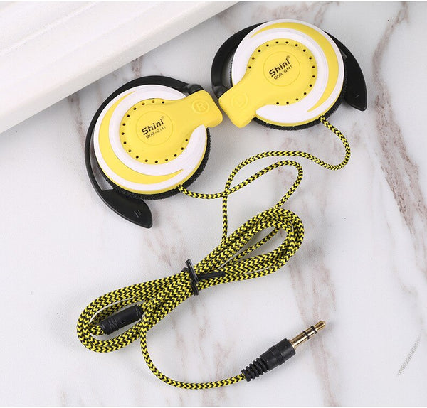 Yellow - Shini Q141 Stereo Headphones Sports Running Earphones EarHook Headset Music Bass Earbuds Handsfree For iPhone4/5/6 Samsung
