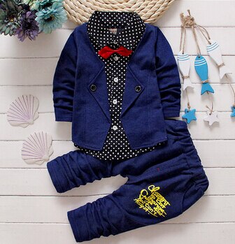 Black / 12M - Spring and Autumn Baby Boys Suit 2018 New Fashion autumn winter trend suits cotton false3PCS 1-4 Years Children's Sets