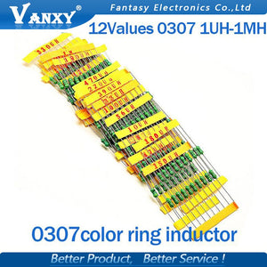 Default Title - 12valuesX10pcs=120pcs 0307 1/4W 0.25W inductor  1uH-1MH component sample Assorted kit new and