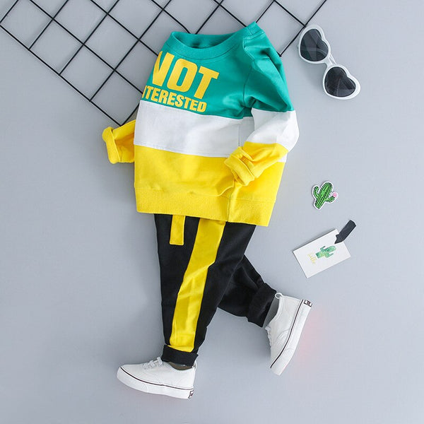 [variant_title] - 2019 new Autumn Boy Pinch Alphabet Sports Suit Clothes Children's Letter Top + Pants Two-piece Clothing Sets