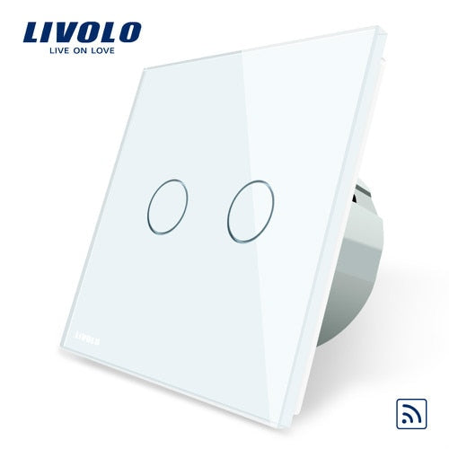 White - Livolo EU Standard, Crystal Glass Panel, EU standard,AC220~250V, Wall Light Remote Touch Switch+LED Indicator,C702R-1/2/3/5