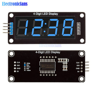 Blue - 0.56 inch 4-Digit 7 Segments Digital Tube Clock Module Double Dots Blue Yellow White Green Red LED Display TM1637 For Arduino