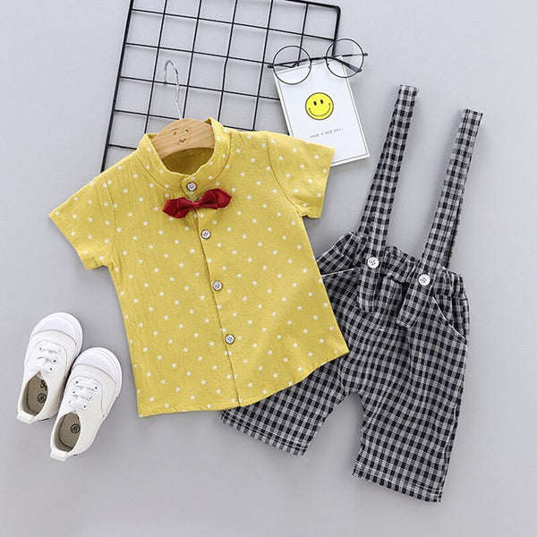 [variant_title] - 1 2 3 4 T birthday Baby boy child clothing set short sleeve shirt + bib suit for newborn baby boy summer clothes kid outfit sets