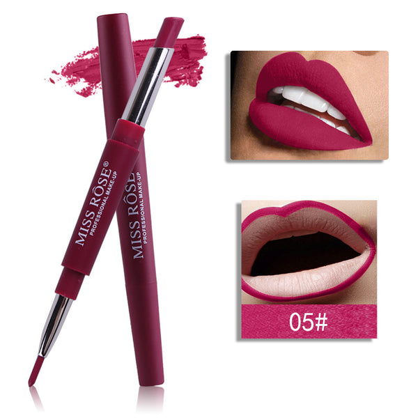 05 - 14 Color Double-end Lip Makeup Lipstick Pencil Waterproof Long Lasting Tint Sexy Red Lip Stick Beauty Matte Liner Pen Lipstick