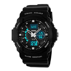 Black - SKMEI Shock Resistant Watches Waterproof Men Women Kids Outdoor Sport Timing Watch Multifunction Children Fashion Wristwatches