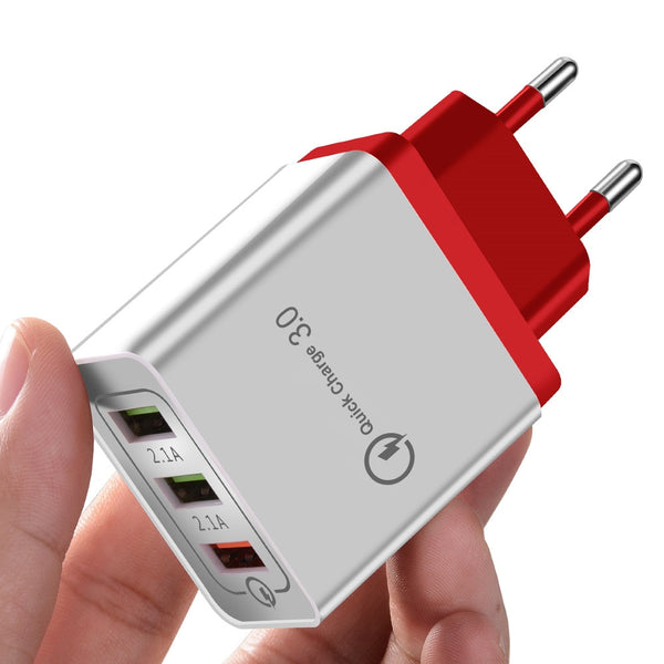red / US version - Olaf USB Charger quick charge 3.0 for iPhone X 8 7 iPad Fast Wall Charger for Samsung S9 Xiaomi mi 8 Huawei Mobile Phone Charger
