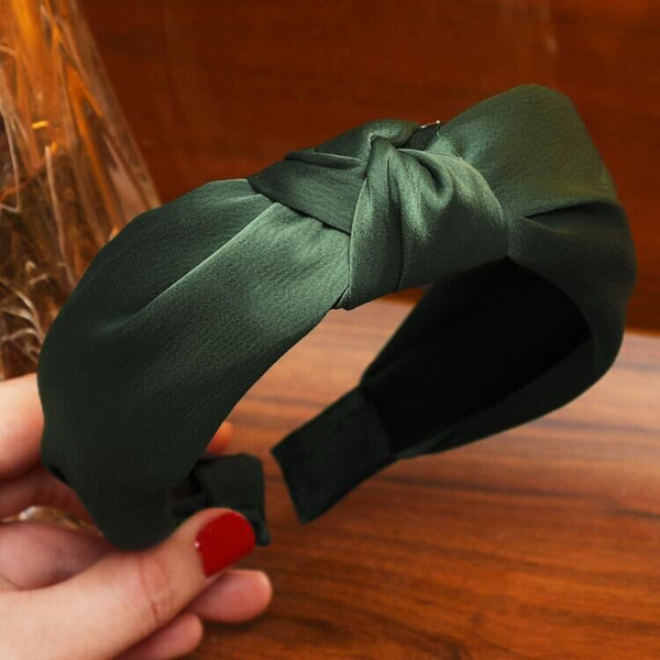 Dark green - Haimeikang Solid Colors Hair  Knotted Hair Band for Women Headbands Hairbands Headwear 2018 New Arrival