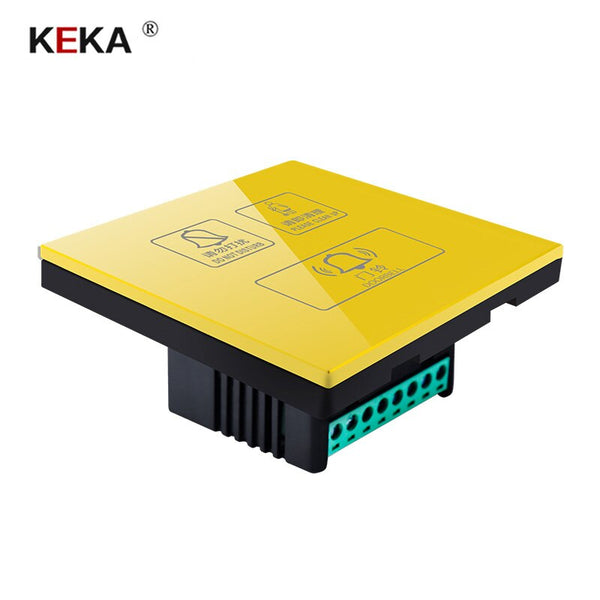 Gold / 220V - KEKA Hotel Switch smart wall touch switch 3 Gang Do not disturb,Clean up,doorbell switch  Crystal Glass Panel AC220-250V