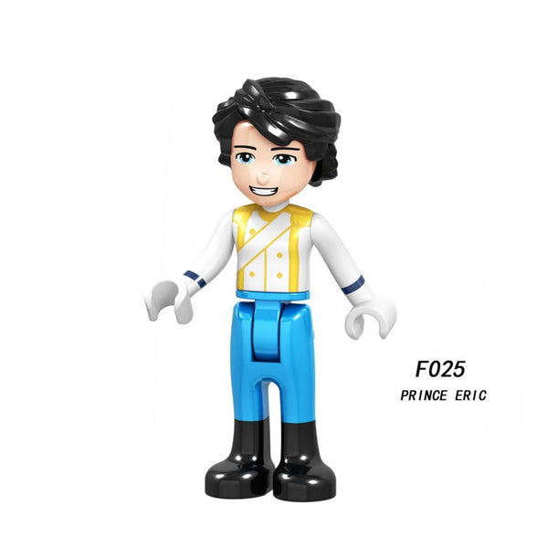 F025 prince eric - Snow White Fairy Tale Princess Girl anna elsa beast cinderella maleficent Friends Building Blocks Toy kid gift Compatible Legoed