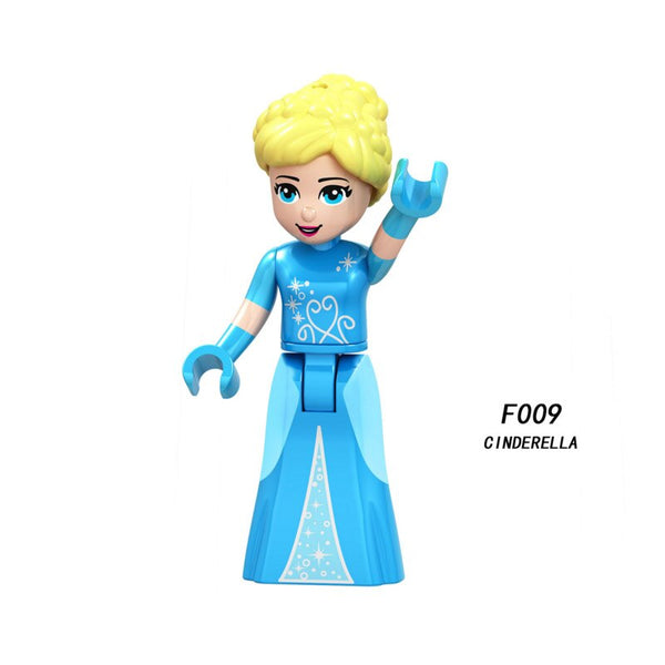 F009 cinderella - Snow White Fairy Tale Princess Girl anna elsa beast cinderella maleficent Friends Building Blocks Toy kid gift Compatible Legoed