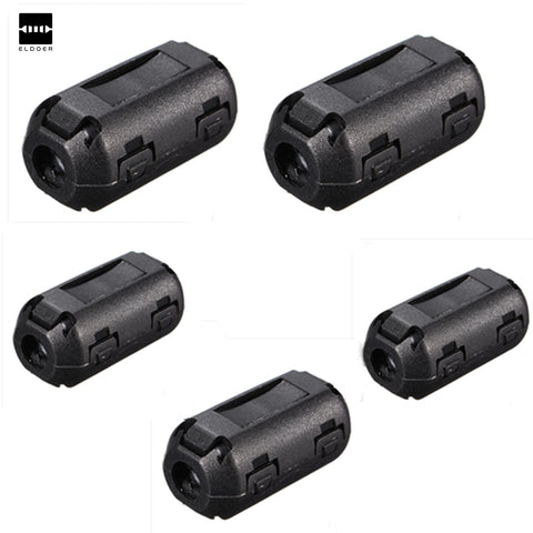Default Title - 5pcs/lot  Black Plastic Clip On EMI RFI Noise Suppressor 5mm Cable Ferrite Core Filters Removable 25 (L) x10 (W) mm 5 mm