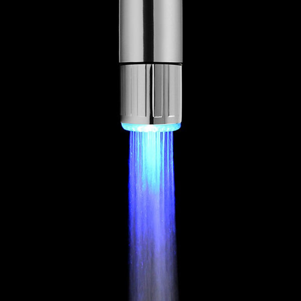 single Color bule - Luminous LED Water Faucet Shower Tap Temperature Sensor Intelligent Light-up Water Nozzle Head Light Kitchen Faucets 3Color