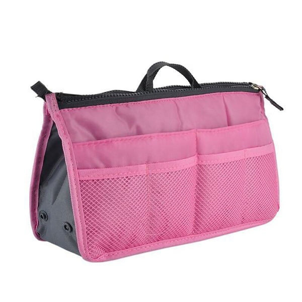 Pink - Women Travel Cosmetic Bags Portable Makeup Brush Handbag Pouch Insert Large Beauty Toiletry Bath Wash Make Up Brush Holder Bag