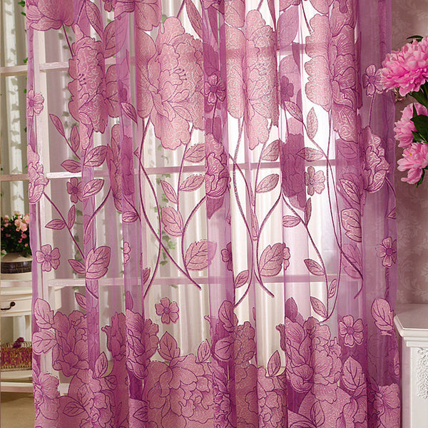 Purple Tulle / Custom made / 1 Tab Top - Top Finel Modern Luxury Embroidered Sheer Curtains for Living Room Bedroom Kitchen Door Tulle Curtains Drapes Window Treatments