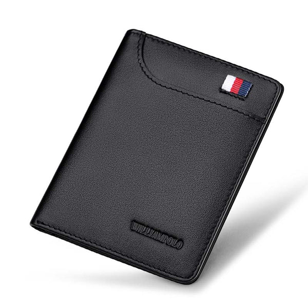 Black - WILLIAMPOLO Mens Wallet Slim Business Card Credit Card Card Holder Purse Real Cowhide Men Fashion Casual Mini Card Bag Bifolds