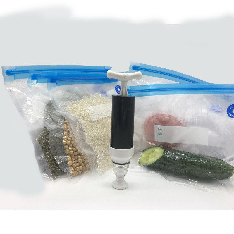 black - Vacuum Sealer Vacuum bags For Food Storage With Pump Reusable Food Packages Kitchen Organizer(Containing 5pcs bags) Vacuum pump