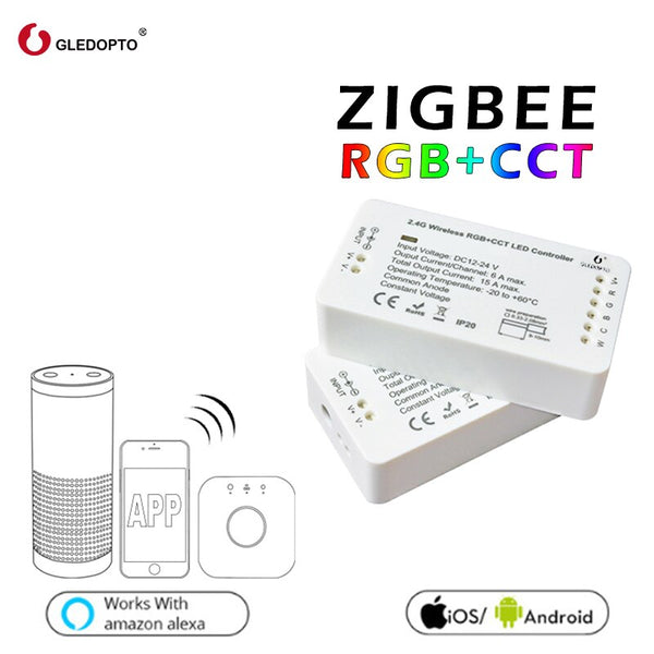 gledopto 1ID/2ID rgb+cct led controller  ZIGBEE ZLL DC12-24V strip light controller rgbw/cw work whit echo plus smart app contro