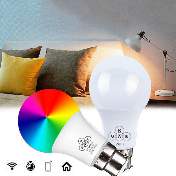 [variant_title] - B22 Smart Remote Bluetooth Magic RGB LED Light Bulb 16 Color Change Dimmable Smart WIFI UK Plug Socket for Alexa Google Home