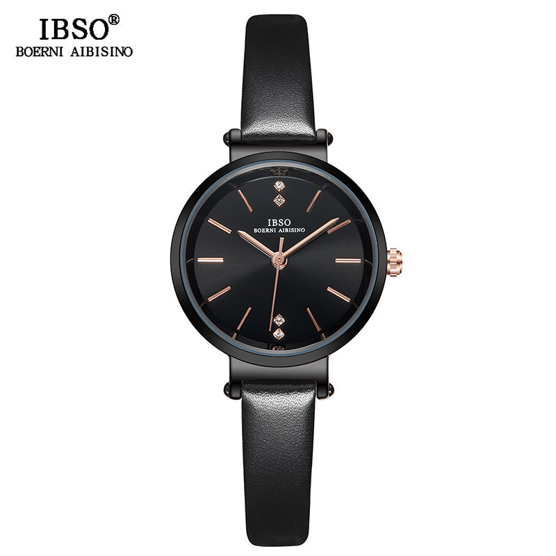 Black - IBSO 8 MM Ultra-Thin Wrist Women Watches Luxury Female Clock Fashion Montre Femme 2019 Quartz Ladies Watch Relogio Feminino