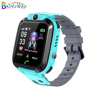Blue - 2019BANGWEI Smart watch LBS Kid Smart Watches Baby Watch for Children SOS Call Location Finder Locator Tracker Anti Lost Watches
