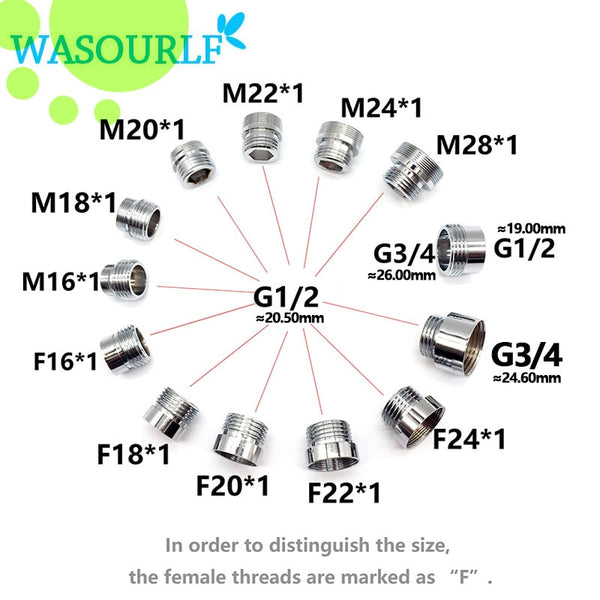 [variant_title] - WASOURLF 22 mm male external thread transfer G1/2 inch connector outer adapter shower bathroom kitchen brass faucet accessories