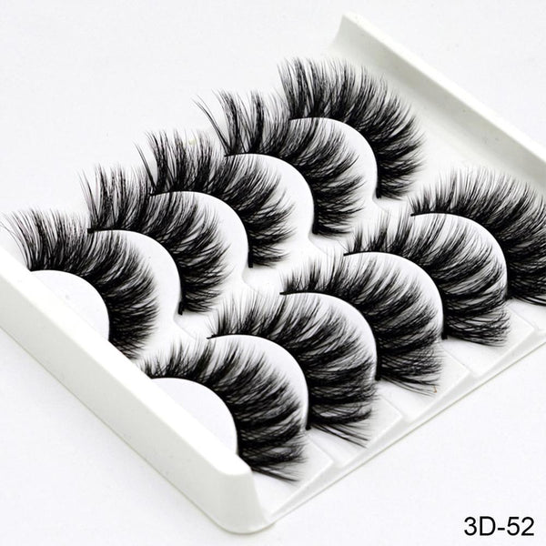 3D-52 - SEXYSHEEP 5Pairs 3D Mink Hair False Eyelashes Natural/Thick Long Eye Lashes Wispy Makeup Beauty Extension Tools