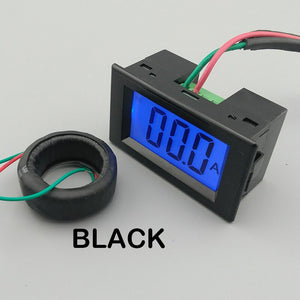 Black - LCD display white and black ampere meter  Ammeter  range AC 0-200.0A  Panel Monitor blue backlight 80-300V Inpute