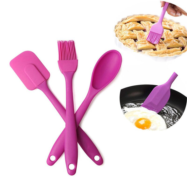 Default Title - 3Pcs/set Kitchen Tools Set Silicone Spatula/Brush/Spoon Utensil Kitchen Pastry For Baking Cooking Tools Kitchen Accessories