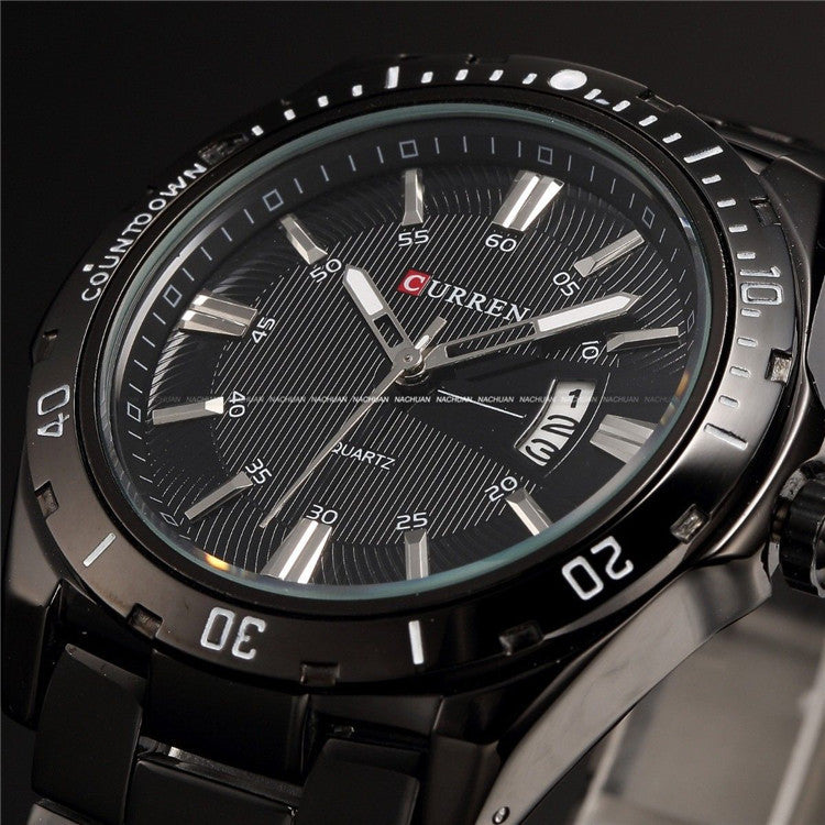 black black - Mens Watches Top Luxury Brand CURREN 2018 Men Full Steel Watches Quartz Watch Analog Waterproof Sports Army Military WristWatch